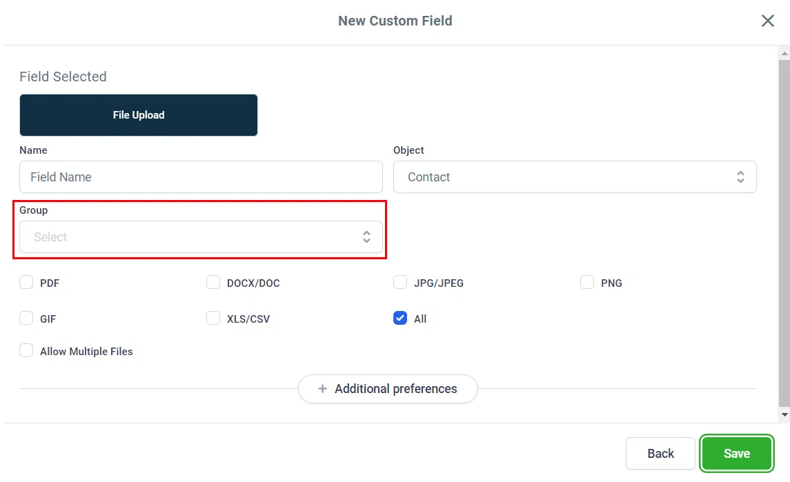 Growth360 Contact Files - choose group
