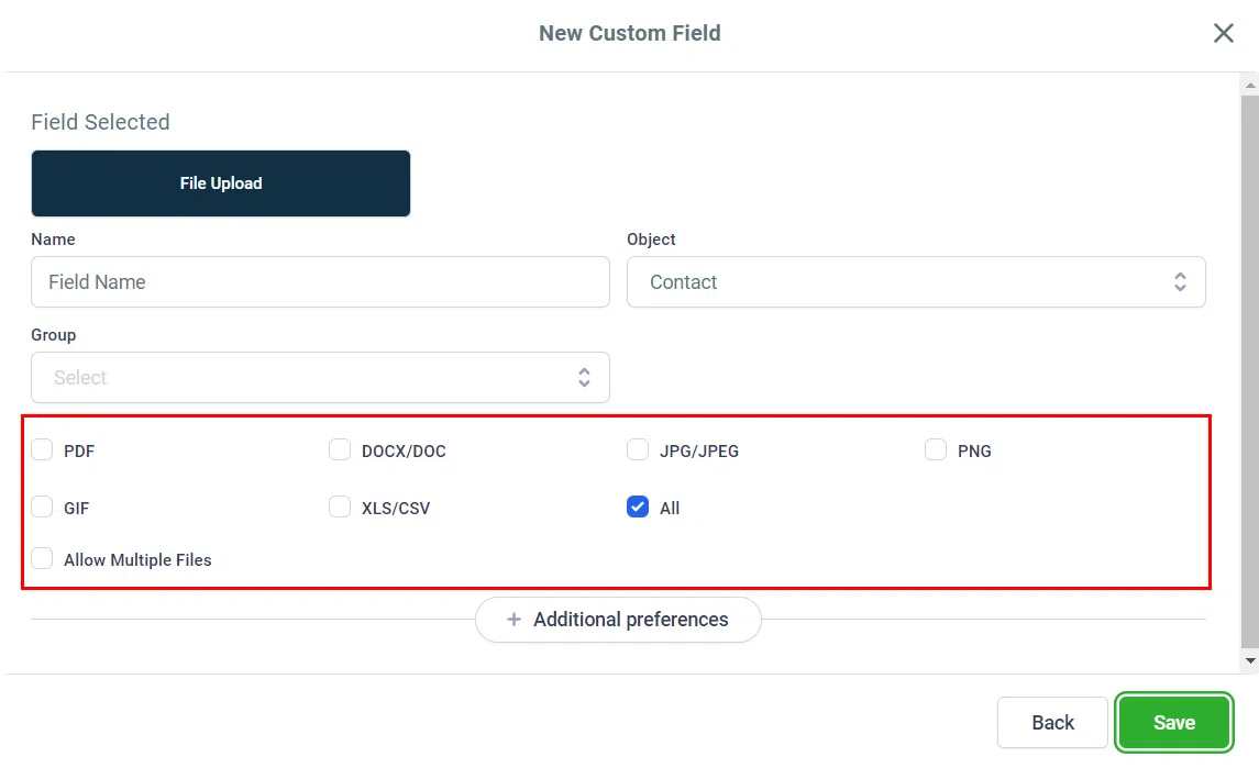 Growth360 Contact Files - file type selection