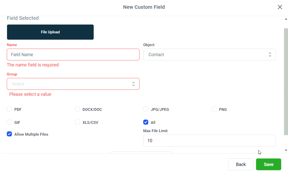 Growth360 Contact Files - allow multiple files toggle