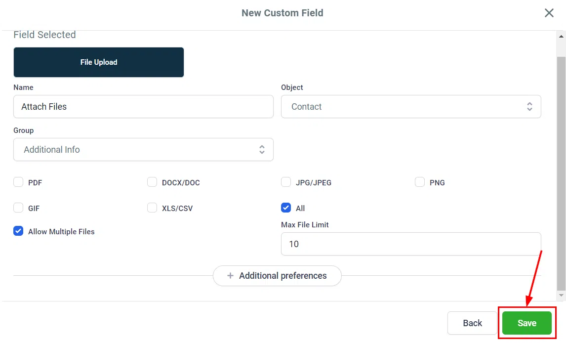 Growth360 Contact Files - save custom field