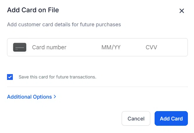 Growth360 Contact Information Panel - add card on file
