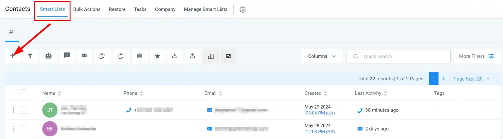 Growth360 Contact - contacts smart list