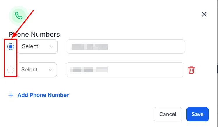 Growth360 Contact - set primary phone number