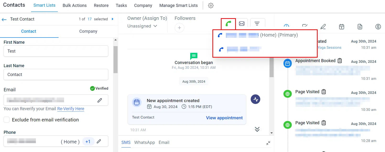 Growth360 Contact - call from contact