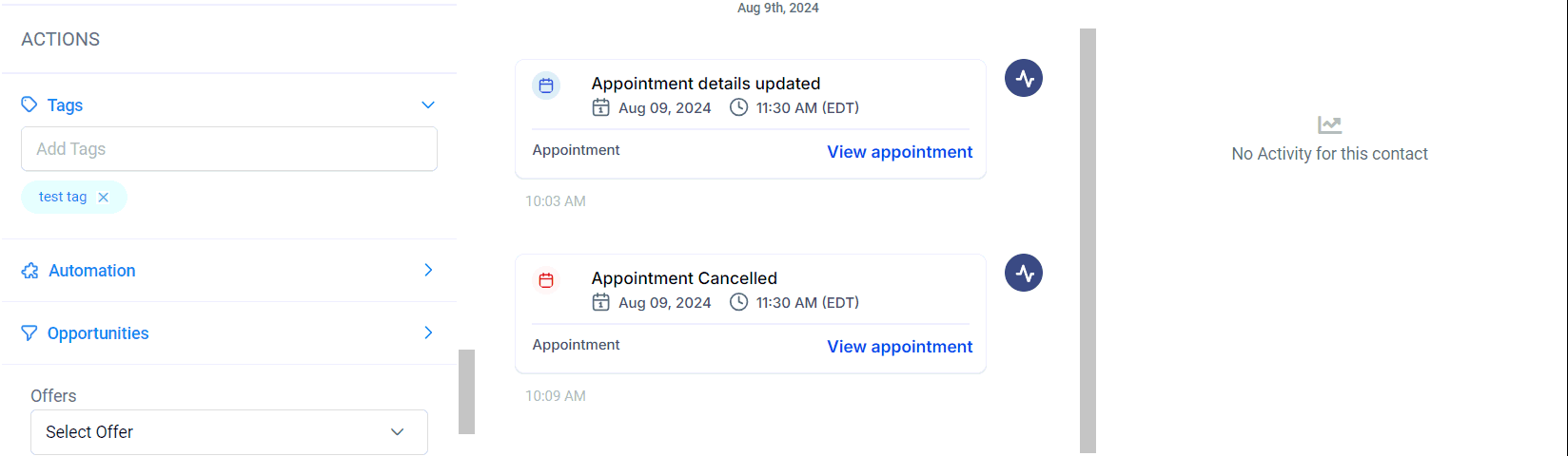 Growth360 Contact - apply existing tag