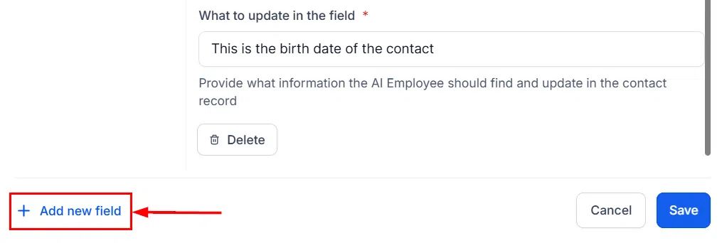 Growth360 Conversation AI - selecting contact fields to collect