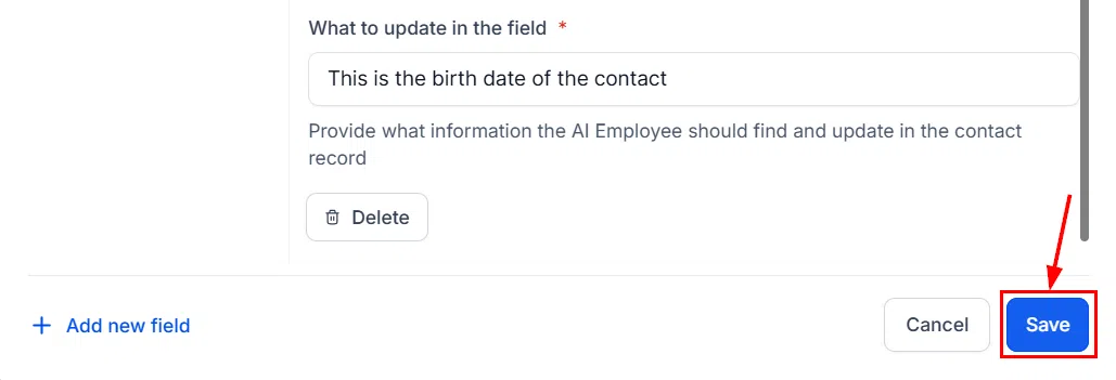 Growth360 Conversation AI - saving add contact info settings
