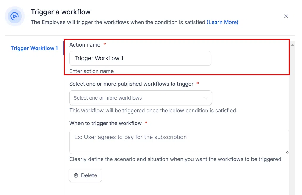 Growth360 Conversation AI - naming the workflow trigger action