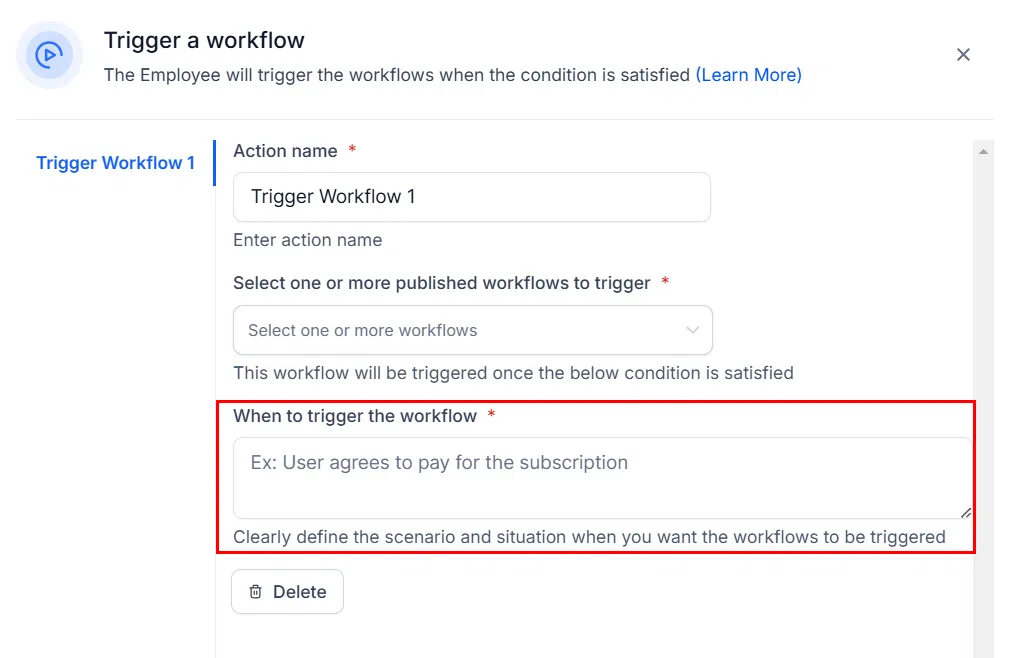 Growth360 Conversation AI - setting the trigger condition
