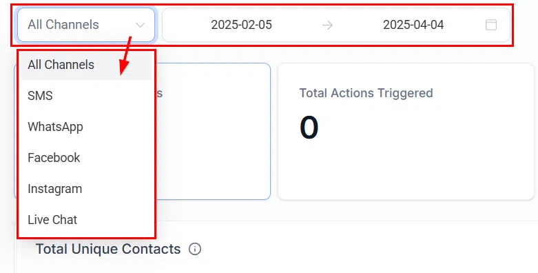 Growth360 Conversation AI - date and bot filters