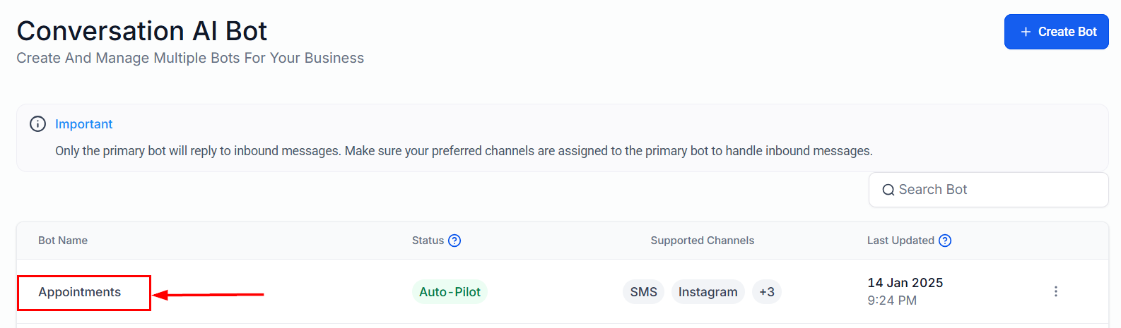 Growth360 Conversation AI - naming a new bot