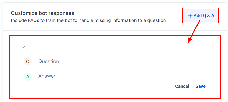 Growth360 Conversation AI - Q&A entry for bot training