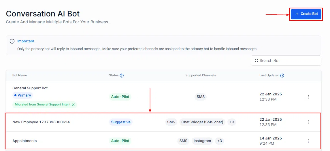 Growth360 Conversation AI - primary bot configuration