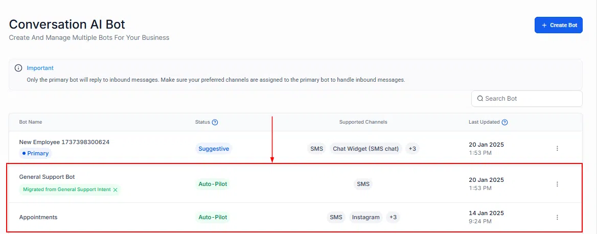 Growth360 Conversation AI - workflow step with bot action