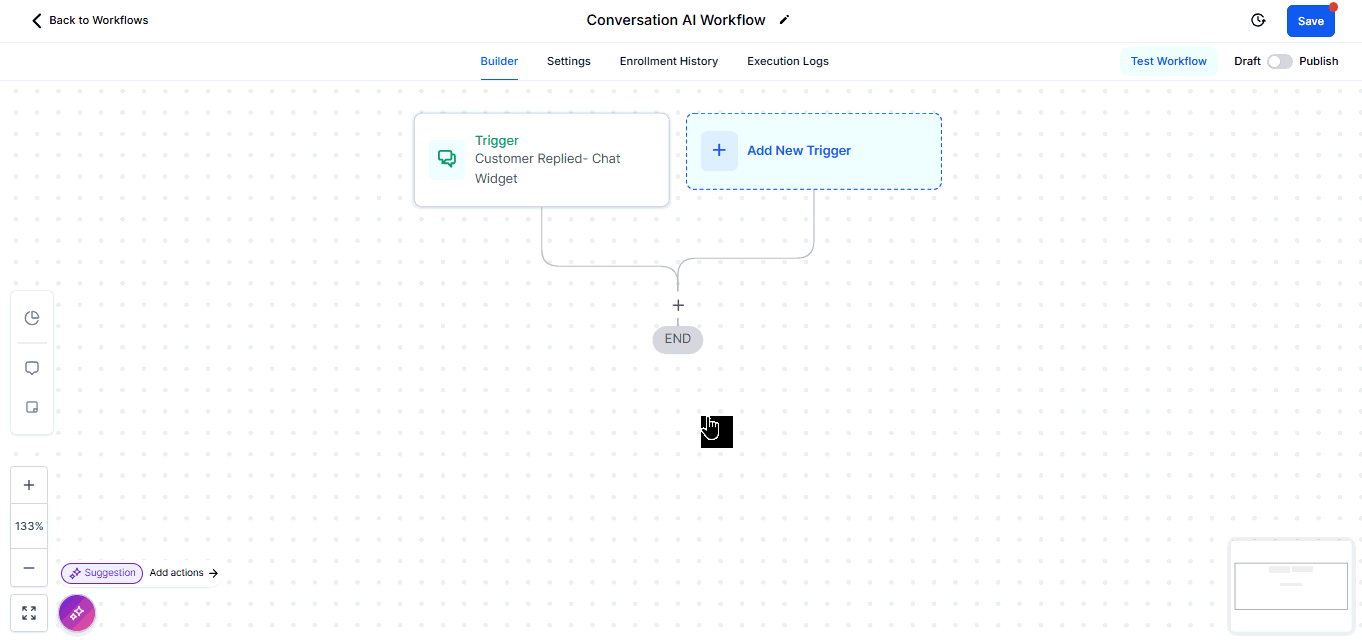 Growth360 Conversation AI - assigning bot to workflow step