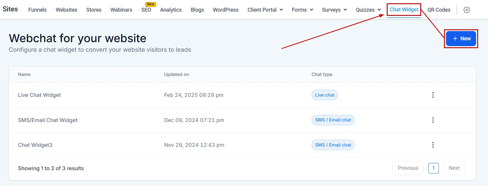 Growth360 Chat Widget - creating a new widget