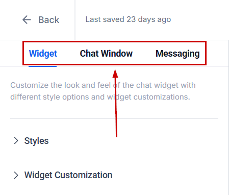 Growth360 Chat Widget - widget type options