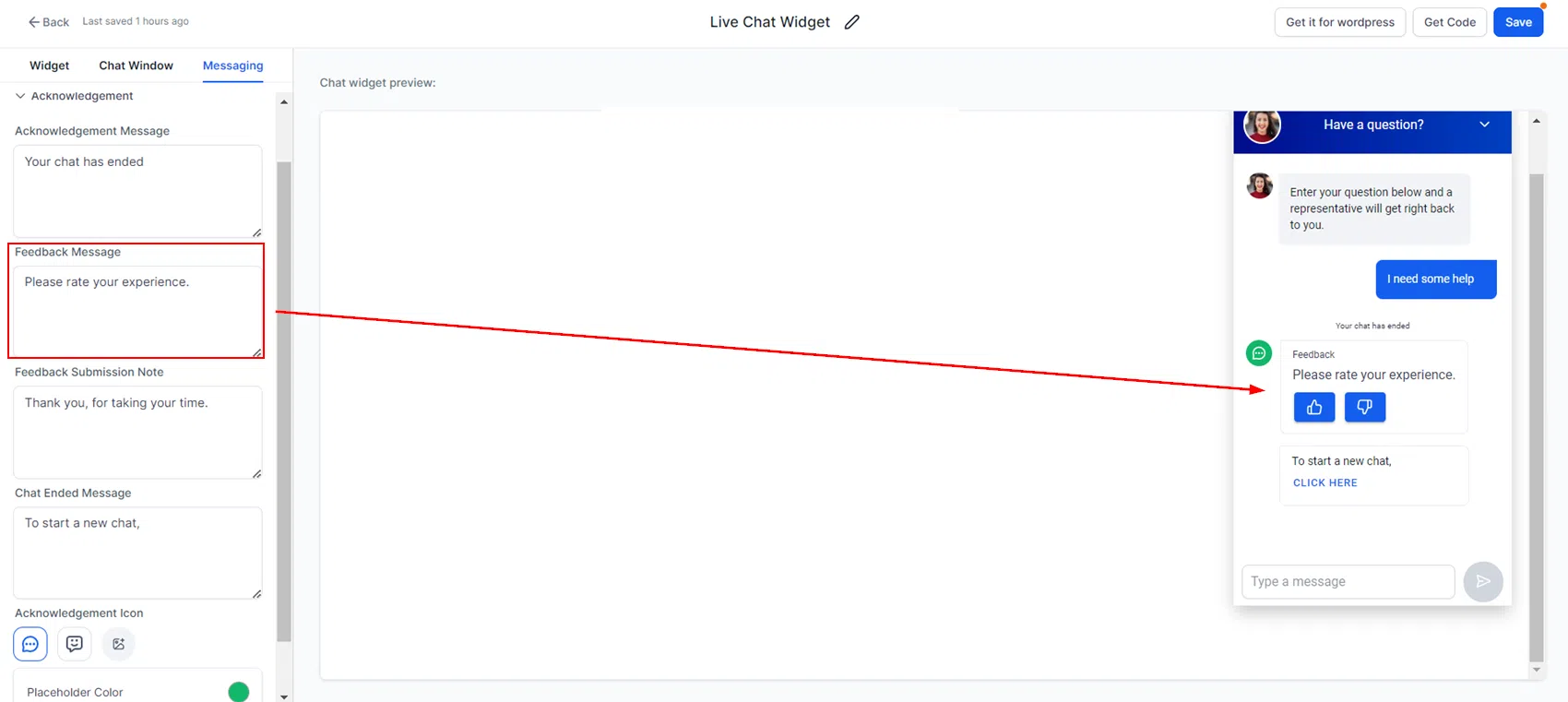 Growth360 Chat Widget - save button
