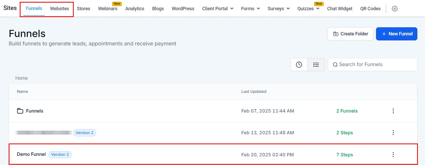 Growth360 Chat Widget - navigating to funnel in Sites