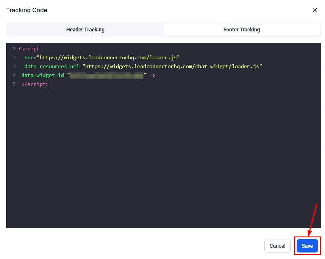 Growth360 Chat Widget - saving embed code to site