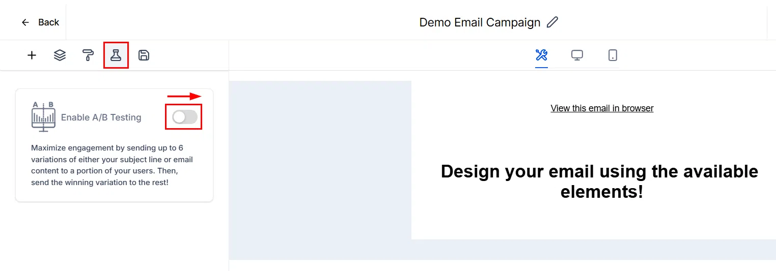 Growth360 A/B Test - Enable A/B testing option