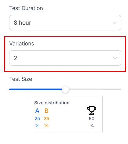 Growth360 A/B Test - Number of variations