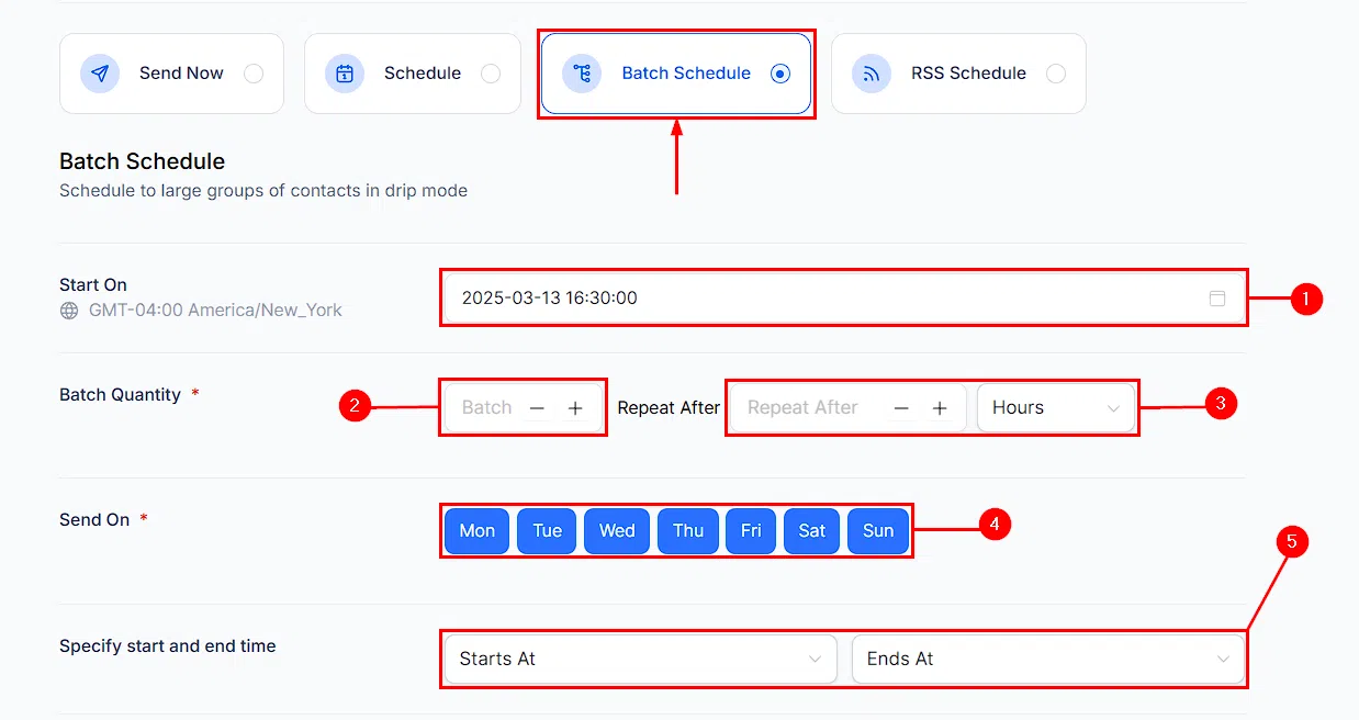 Growth360 Batch Campaign - Send or Schedule