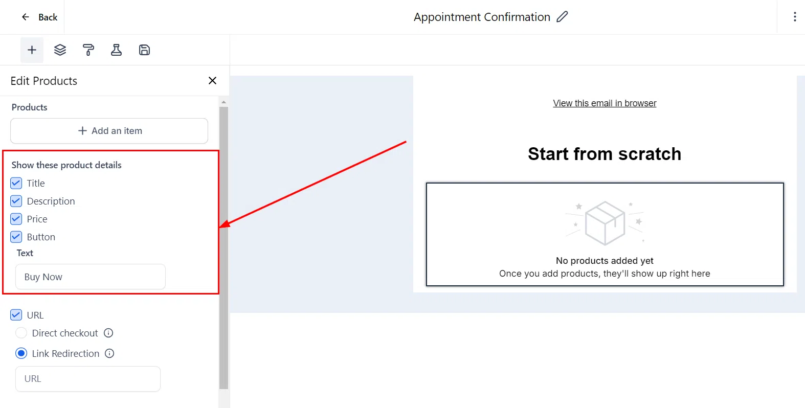 Growth360 Product Element - display details options