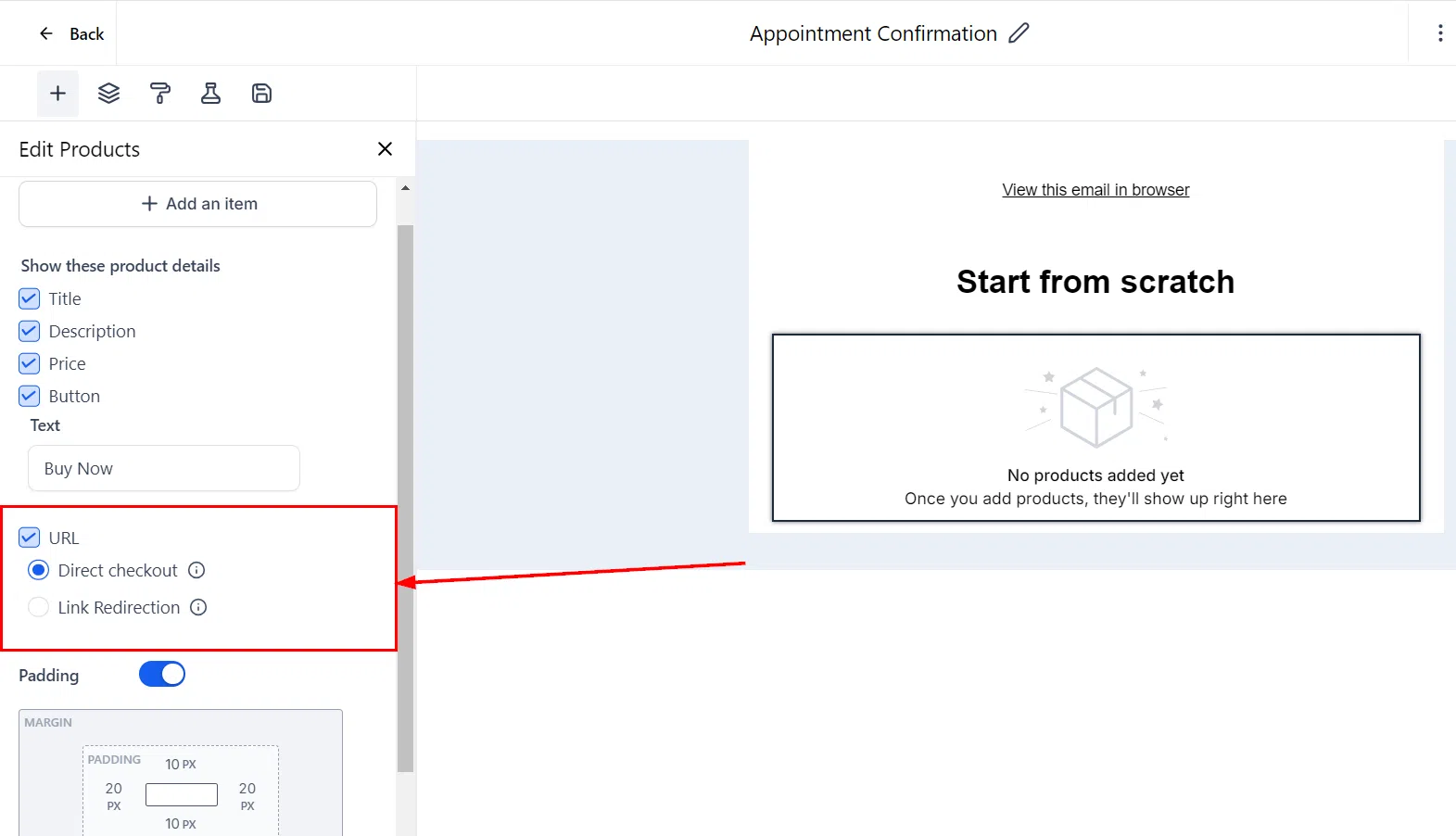 Growth360 Product Element - Direct Checkout option