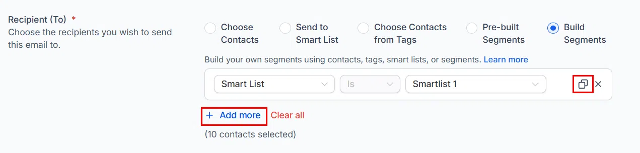 Growth360 Build Segments - copy condition row