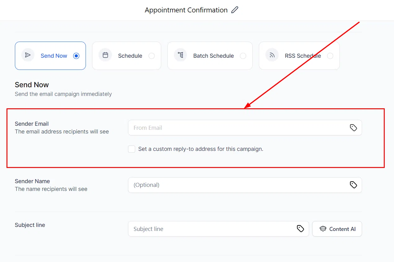 Growth360 Email Verification - sender email field