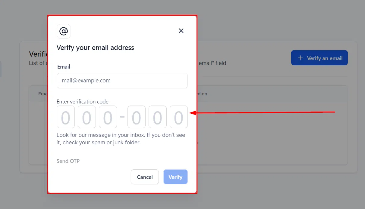 Growth360 Email Campaign Settings - Verify button