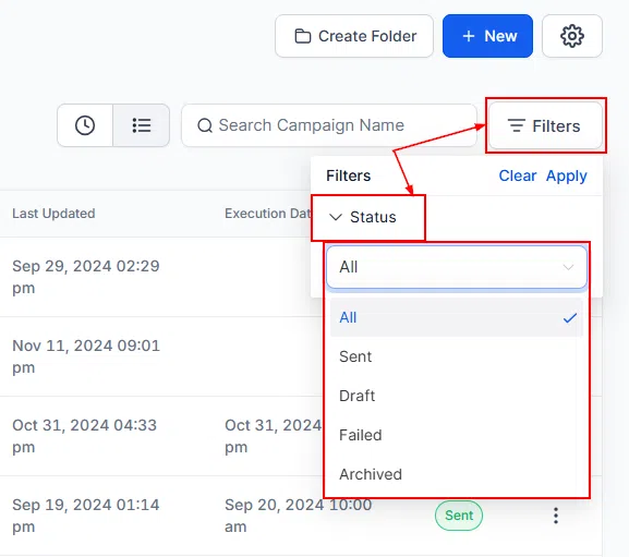 Growth360 Email Campaigns - campaign list details