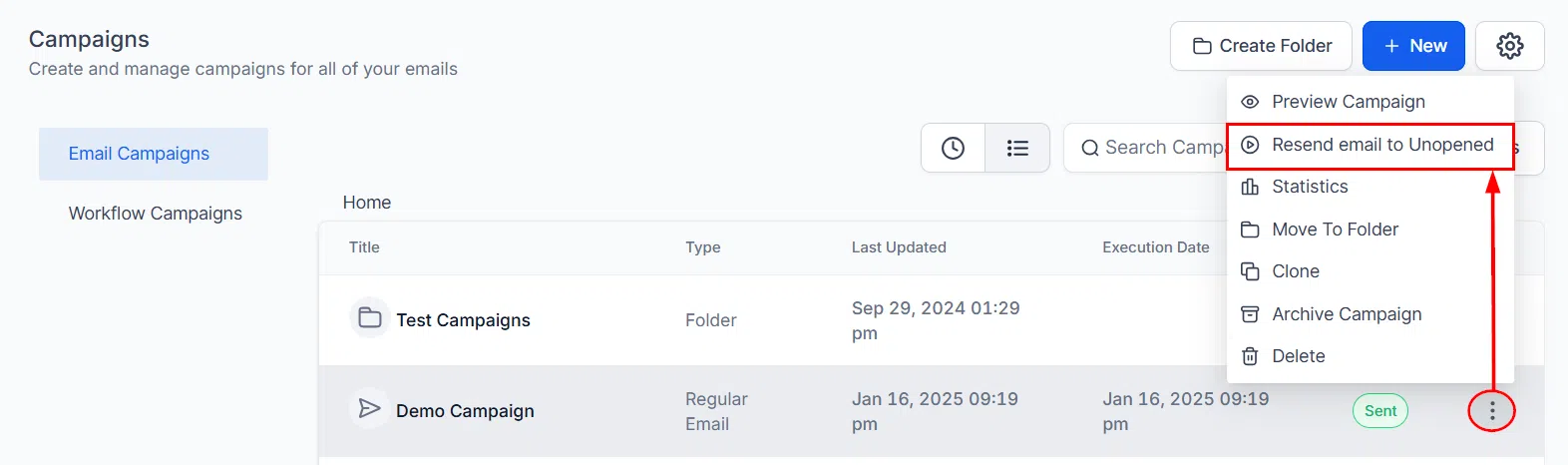 Growth360 Email Campaign - Resend to Unopened option