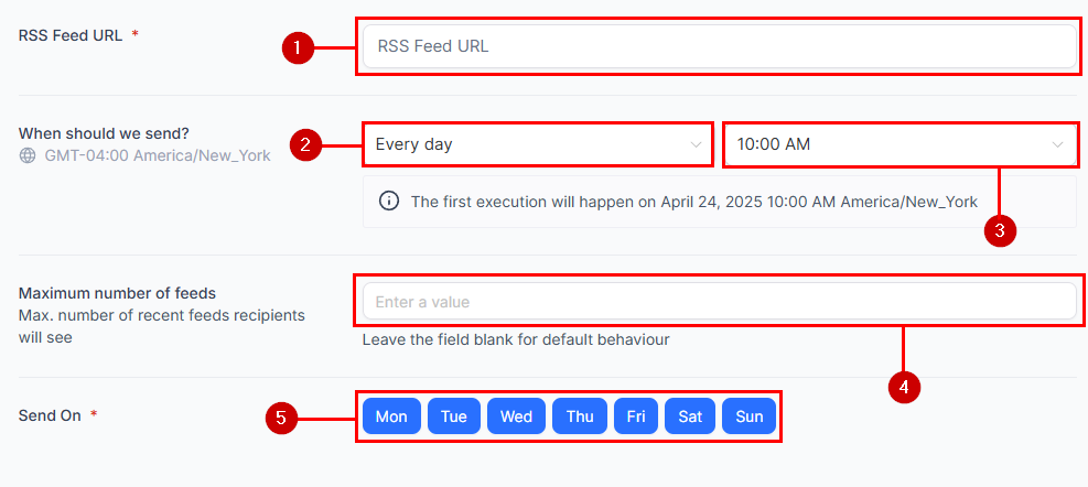 Growth360 RSS Campaign - send on days setting