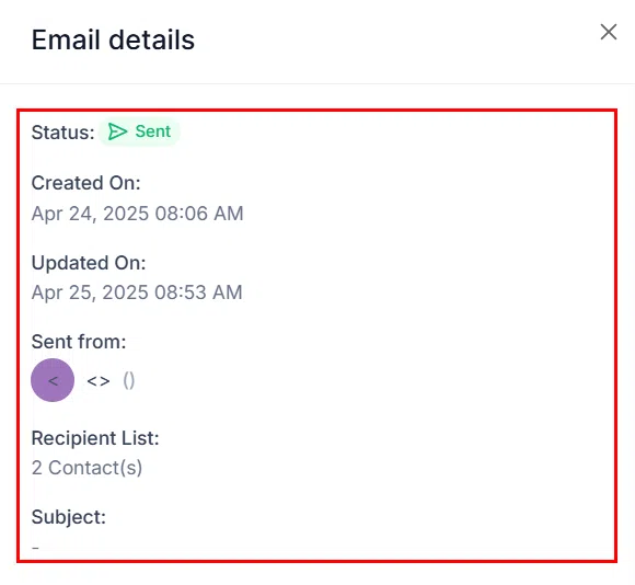 Growth360 Individual Campaign Statistics - details panel