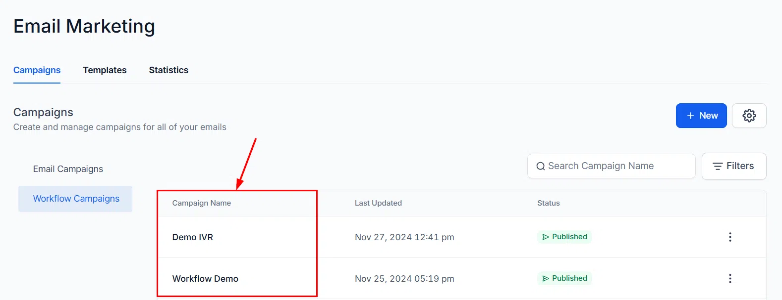 Growth360 Workflow Campaigns - campaigns table