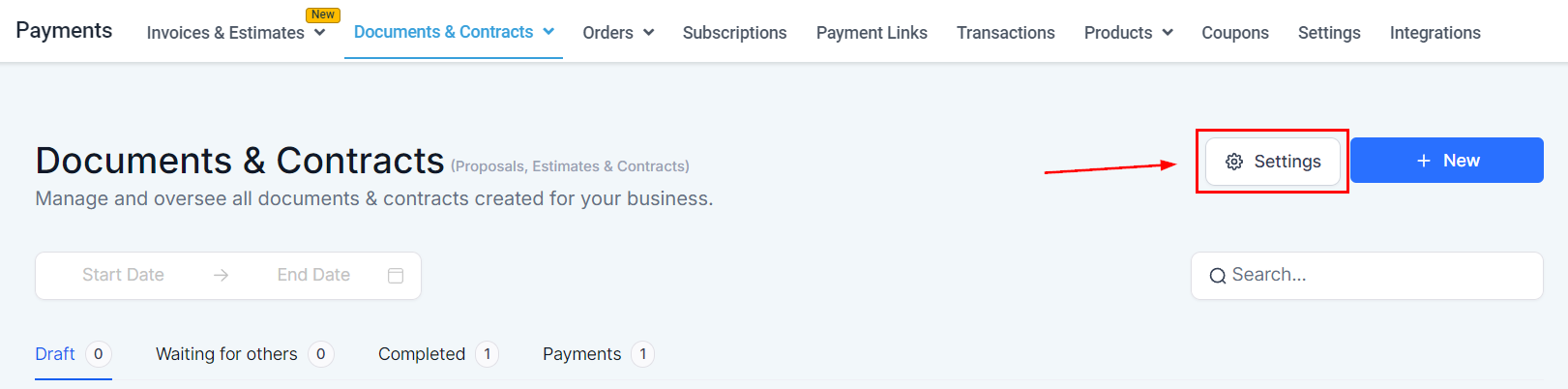 Growth360 Documents Payments - Enable Direct Payment toggle in document settings