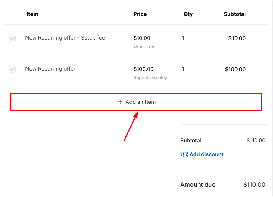 Growth360 Recurring Products - Adding a recurring product item to the product list