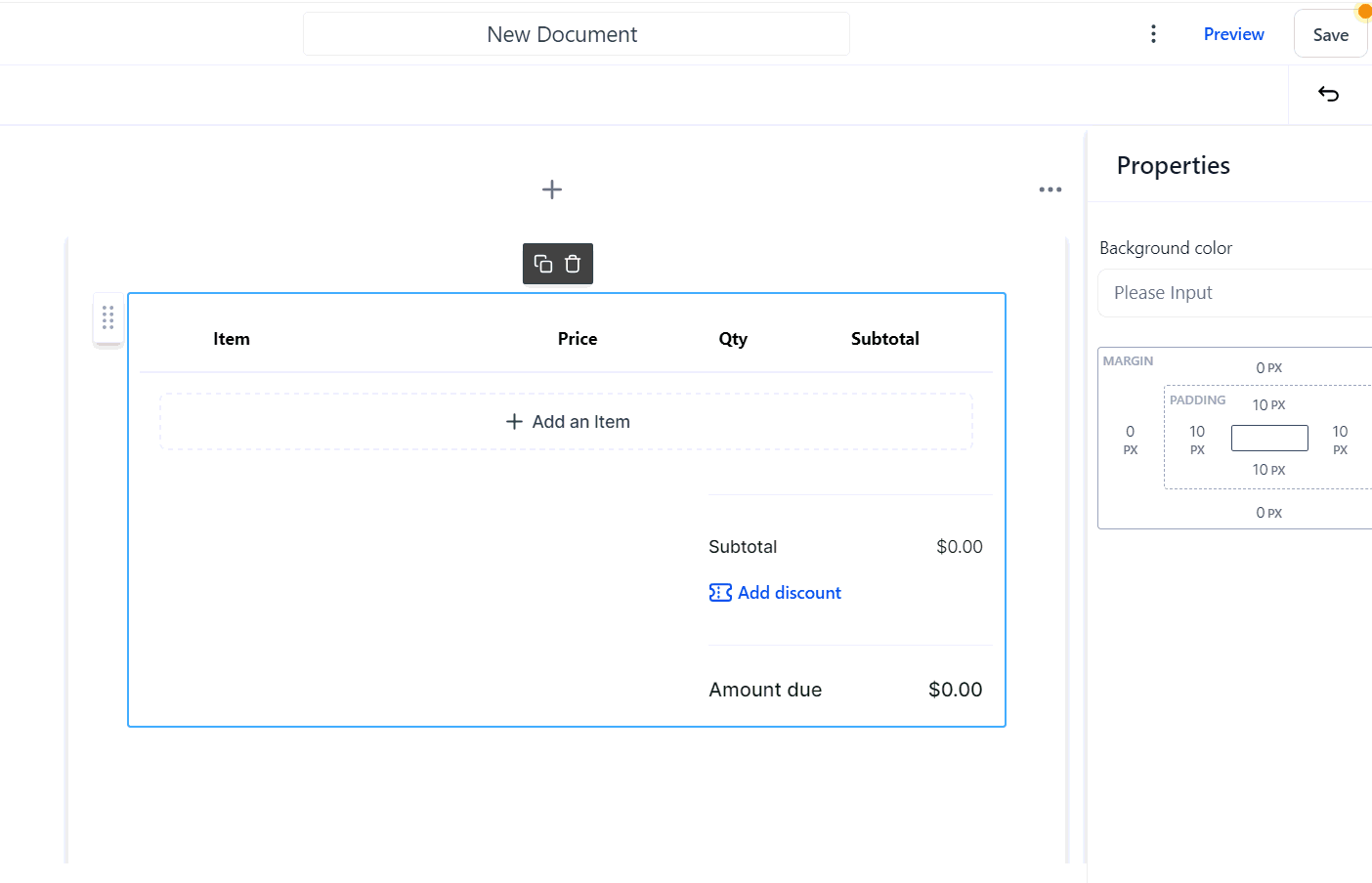 Growth360 Currency - Selecting the document currency from the product list settings