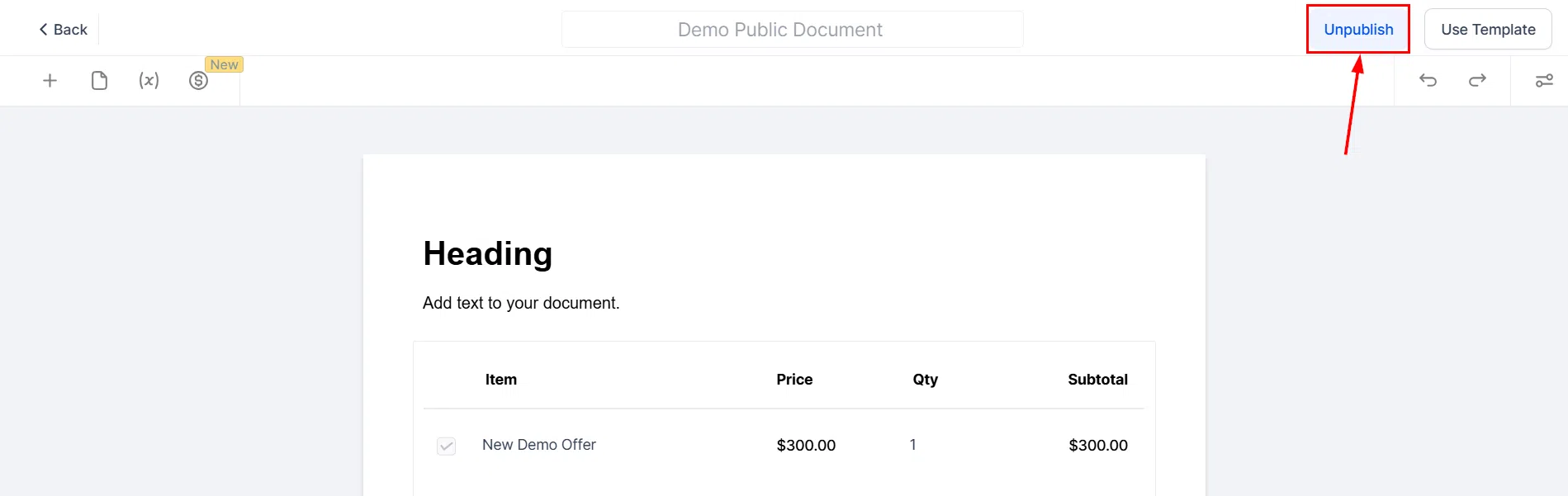 Growth360 Public Documents - Unpublish option to stop accepting new public document submissions