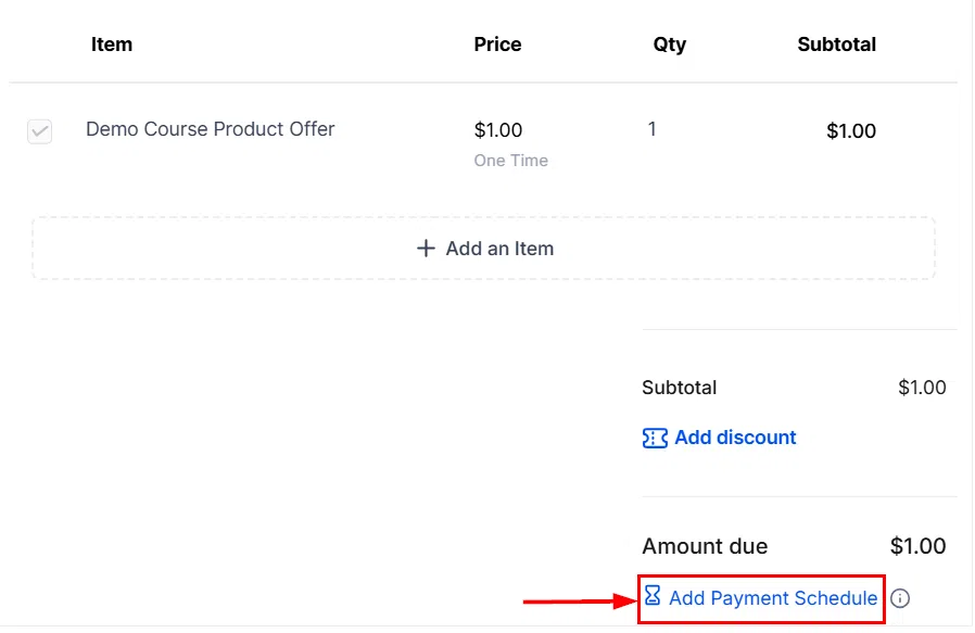 Growth360 Payment Plans - Payment Schedule element showing instalment configuration