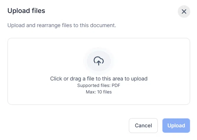 Growth360 PDF Upload - Upload PDF option selected in the New Template menu