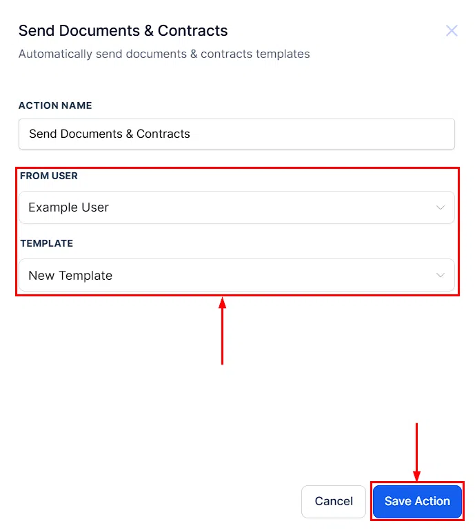 Growth360 Documents Workflows - Completed Send Document workflow action ready to save