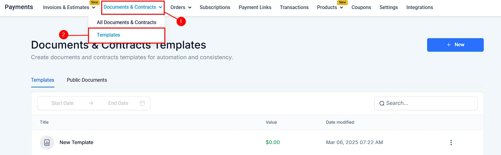 Growth360 Document Signing - Signature fields added to a document template in the builder