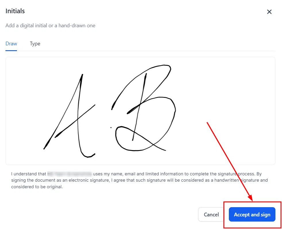 Growth360 Document Signing - Document accepted and completed after initials and signature
