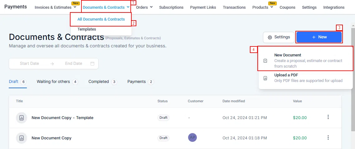 Growth360 Custom Fields - Custom field elements available in the document builder