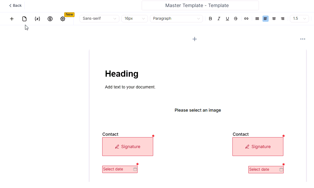 Growth360 Documents and Contracts Builder - Repositioning and arranging elements in the builder