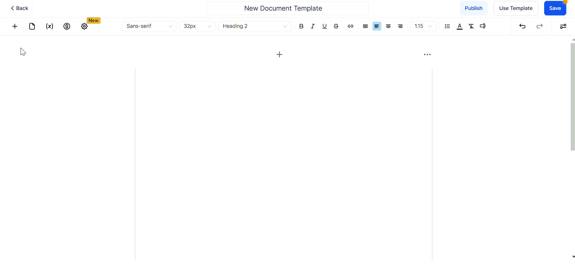 Growth360 Documents and Contracts Settings - Creating a new template from the Templates section