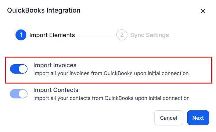 Growth360 QuickBooks Integration - Import all invoices toggle option